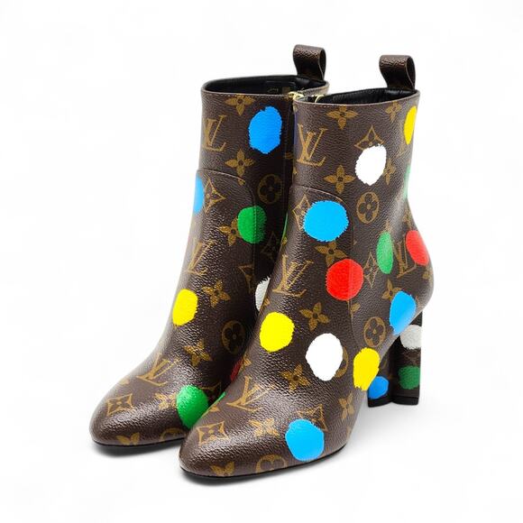 Louis Vuitton x Yayoi Kusama Monogram Dots Coated Ankle Boots EU 36 US 5.5 - NWB - Picture 5 of 11